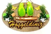 Yeşil Kuşlu Hoşgeldiniz Yazılı Kapı Süsü - 1