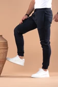 SLİMFİT DAR PAÇA BELİ LASTİKLİ İPLİKLİ LİKRALI JOGGER PANTOLON - 9