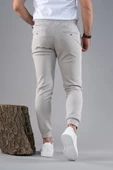 SLİMFİT DAR PAÇA BELİ LASTİKLİ İPLİKLİ LİKRALI JOGGER PANTOLON - 4