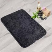 AYAK İZLİ KAYMAZ ÖZEL TABANLI BANYO PASPASI SİYAH MAKINA DAYIKANABİLİNİR 40X60CM BANYO LAVABO PASPAS - 3