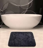 AYAK İZLİ KAYMAZ ÖZEL TABANLI BANYO PASPASI SİYAH MAKINA DAYIKANABİLİNİR 40X60CM BANYO LAVABO PASPAS - 4