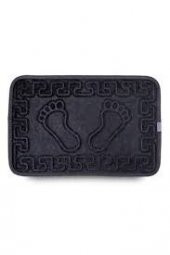 AYAK İZLİ KAYMAZ ÖZEL TABANLI BANYO PASPASI SİYAH MAKINA DAYIKANABİLİNİR 40X60CM BANYO LAVABO PASPAS - 5