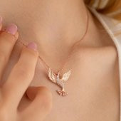 Gümüş Pazarım Beyaz Taşlı Anka Kuşu Gümüş Kolye - 2