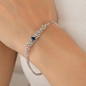 Gümüş Pazarım Safir Renkli Su Damlası Gümüş Bileklik - 2