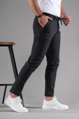 SLİMFİT DAR PAÇA BELİ İPLİKLİ DOKULU KIŞLIK KUMAŞ PANTOLON - 4
