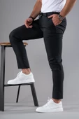 SLİMFİT DAR PAÇA BELİ İPLİKLİ DOKULU KIŞLIK KUMAŞ PANTOLON - 2