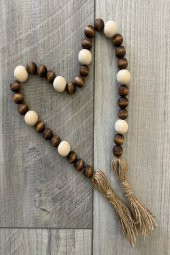 Dark Brown Naturel Ahşap Boncuklu Çok Amaçlı Süs 50cm + Püskül - 1