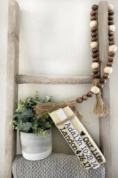 Dark Brown Naturel Ahşap Boncuklu Çok Amaçlı Süs 50cm + Püskül - 4