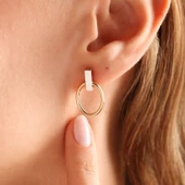 14 Ayar Altın Halka Küpe İtaly Çivi Form thumbnail 3