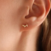 14 Ayar Altın Köpek Küpe Mi Hav Hav thumbnail 2