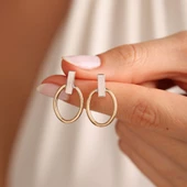 14 Ayar Altın Halka Küpe İtaly Çivi Form thumbnail 1