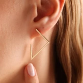 Altın Halka Küpe İtaly Half Pyramid - 3