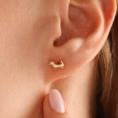 14 Ayar Altın Köpek Küpe Mi Hav Hav thumbnail 3