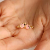 Altın Çocuk Küpesi Uğur Böcek Mineli Pembe thumbnail 2