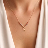 14 Ayar Altın Harf Kolye Dorika Tüm Harfler Mevcut - 1