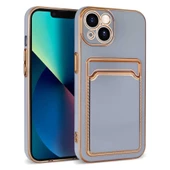 Apple iPhone 13 Kılıf Bark Kartlıklı Kenarları Altın Renk Kılıf thumbnail 5