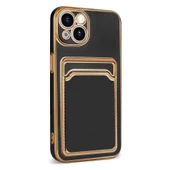 Apple iPhone 13 Kılıf Bark Kartlıklı Kenarları Altın Renk Kılıf thumbnail 9