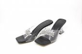 Zerhan C1001 Kadın Siyah Renk Şeffaf Bantlı Taşlı Şeffaf Kadeh Topuk Terlik - 4