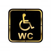 Abs Lüx Çift Katlı Yönlendirme Levhası Siyah-Altın Engelli Wc - 1