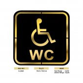 Abs Lüx Çift Katlı Yönlendirme Levhası Siyah-Altın Engelli Wc - 2