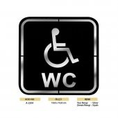 Abs Lüx Çift Katlı Yönlendirme Levhası Siyah-Gümüş Engelli Wc - 2