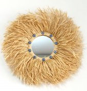 Nazar Boncuklu Aynalı Rafya Duvar Süsü thumbnail 1