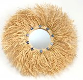 Nazar Boncuklu Aynalı Rafya Duvar Süsü thumbnail 2