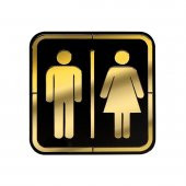 Abs Lüx Çift Katlı Yönlendirme Levhası Siyah-Altın Bay-Bayan Wc - 1