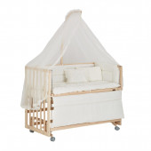 Baby Tech Extra 60x120 doğal Naturel Ahşap Anne Yanı Beşik - 3
