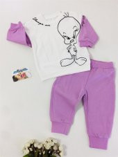 Kızgın Tweety 2 Parça Kışlık Set Kız Takım Eflatun - 1