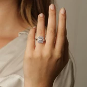 Beyaz Altın Baget Taşlı Yüzük - 1