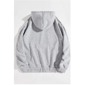 Unisex Oversize Gri New Jersey Baskılı Kapüşonlu Sweatshirt M Beden - 2
