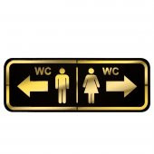 Abs Lüx Çift Katlı Yönlendirme Levhası Siyah-Altın Bay-Bayan Wc - 1