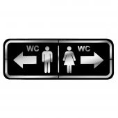 Abs Lüx Çift Katlı Yönlendirme Levhası Siyah-Gümüş Bay-Bayan Wc - 1