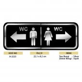 Abs Lüx Çift Katlı Yönlendirme Levhası Siyah-Gümüş Bay-Bayan Wc - 2