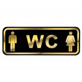 Abs Lüx Çift Katlı Yönlendirme Levhası Siyah-Altın Bay-Bayan Wc - 1