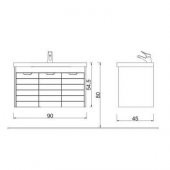 Turkuaz Frame Etajerli Lavabo 90x45 Cm-Denko Mostar 90 Alt Modül - 3