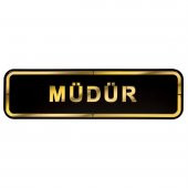 Abs Lüx Çift Katlı Yönlendirme Levhası Siyah-Altın Müdür - 1