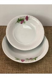 Porland Lal 6 Lı Porselen Çukur Yemek Tabak 19 cm - 1