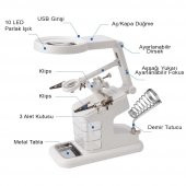 DailyTech 3X 4.5X 25X Büyütec Yardımcı El Lehimleme Havya Standı - 3