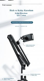 DailyTech 360 Derece Uzun Kol Tablet Telefon Tutucu Stand Stant - 8