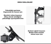 DailyTech Masaüstü Ayarlanabilir 14-32” Çift Kol Monitör Tutucu thumbnail 3