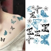 Geçici Dövme Renkli Kelebekler Kelebek Dövmesi 10cm Tek Parça Tattoo - 1