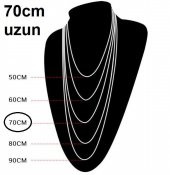 70 cm Asla Paslanmaz Çelik Kolye Zincir Orta Uzunluk Altın Renk İnce 1 mm - 6