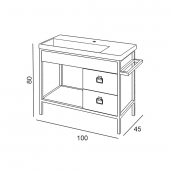 Denko Dila 100 cm Banyo Dolabı Takımı, Alt Modül ve Seramik Lavabo - 2