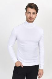 ERKEK SLİM FİT TAM BALIKÇI YAKA BATTAL UZUN KOLLU PENYE SWEAT - 1