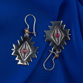 Pembe Taşlı Bukağı Küpe - 1
