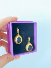 GOLD SİYAH SALLANTILI KÜPE - 1