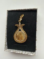 22 Ayar Altın Kaplama Minimal Tuğralı Kolye Ucu thumbnail 1