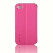 iPhone 4S KakuSiga Yan Kapaklı Kılıf Pembe - 3